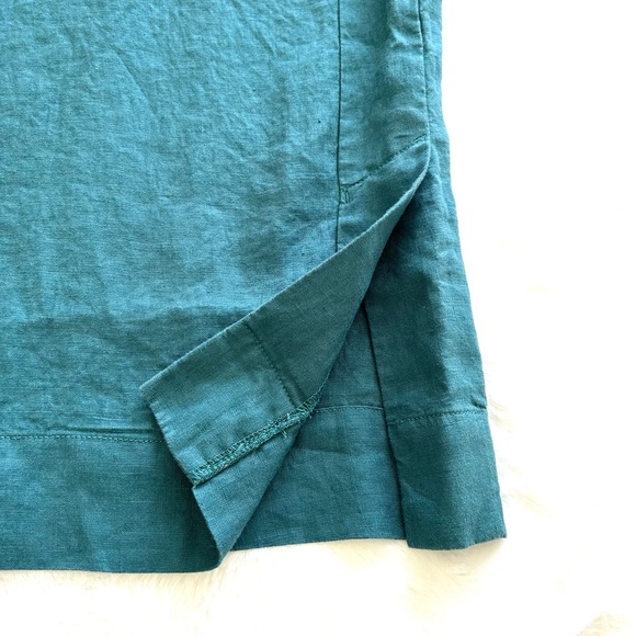 Athleta Playa Linen Borealis Green Wide Leg Crop Pants - Picture 9 of 14